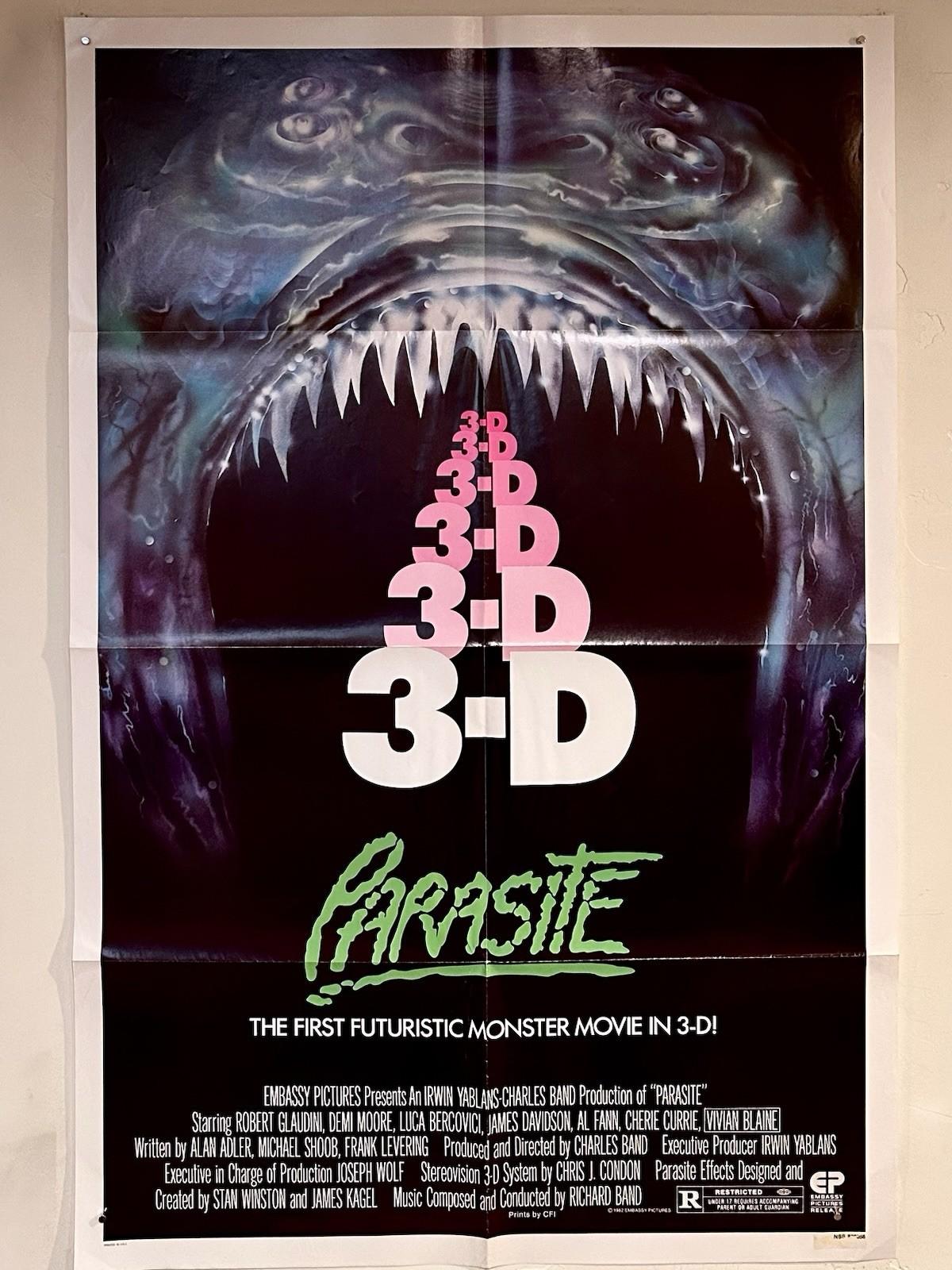 Vtg. PARASITE 1982 3D Demi Moore Monster Horror Original Movie Poster 27x41 NM
