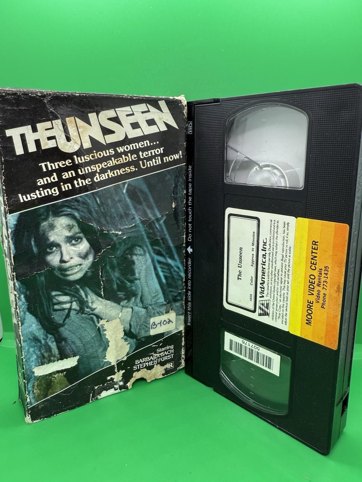 THE UNSEEN (1980,VHS, VidAmerica) Horror Monster Barbara Bach Rough Slip