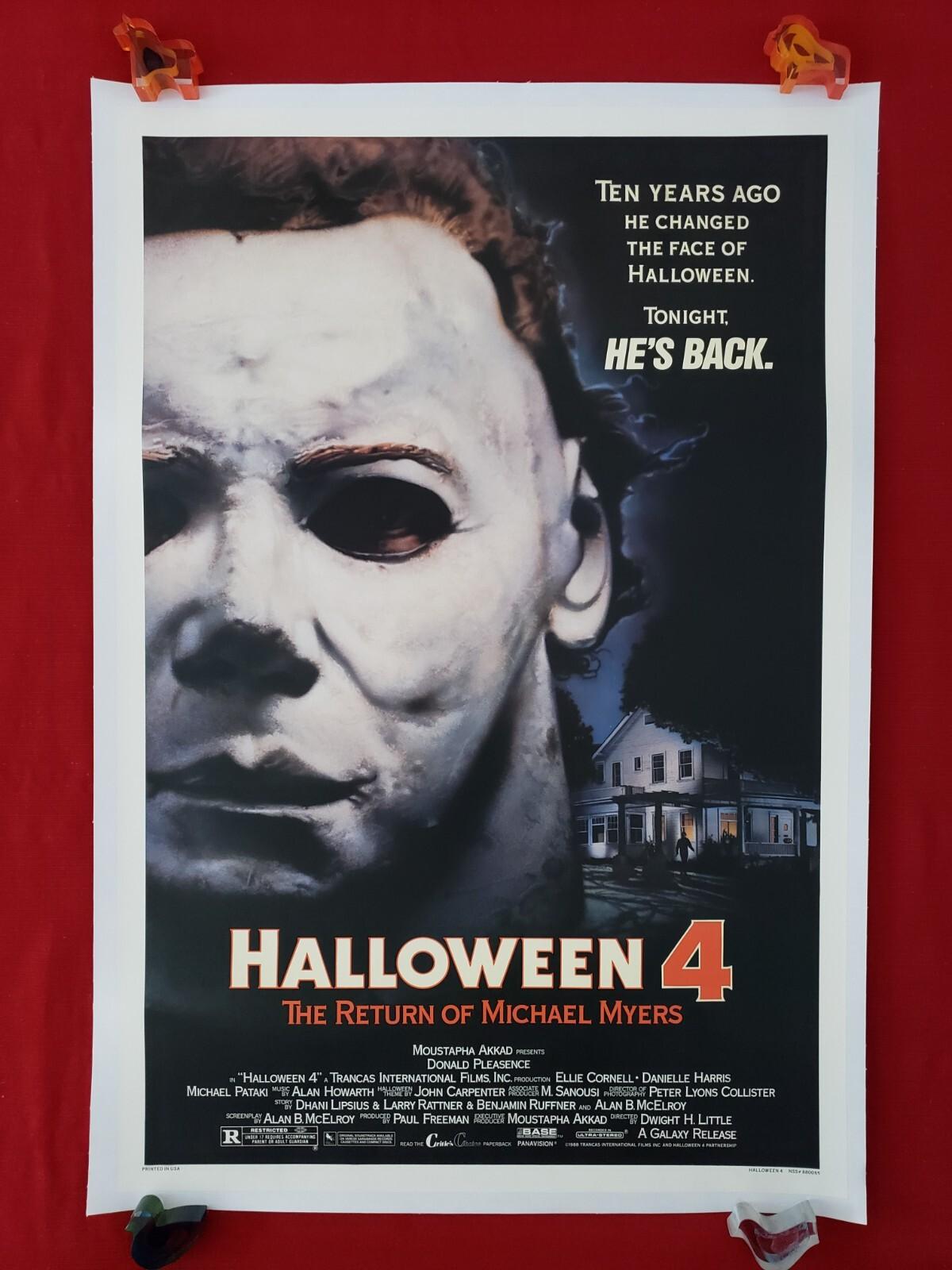 HALLOWEEN 4 * 1988 ORIGINAL MOVIE POSTER LINEN BACKED ROLLED MICHAEL MYERS MASK