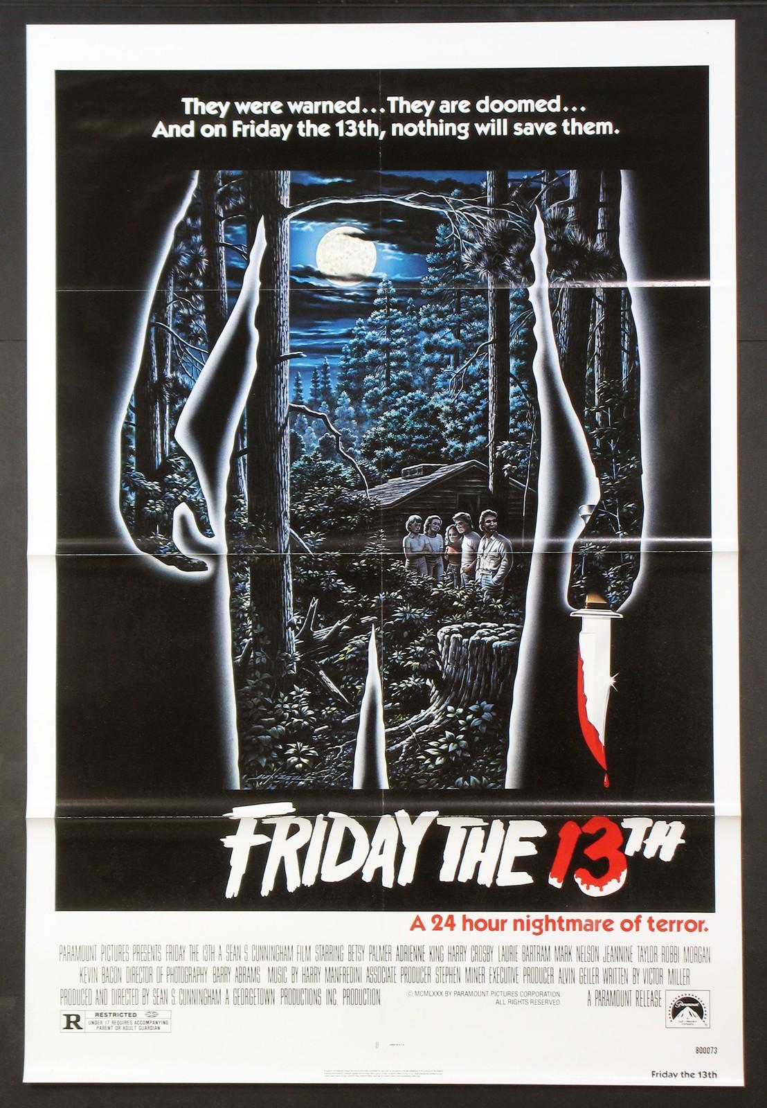 FRIDAY THE 13TH BETSY PALMER SLASHER HORROR 1980 1-SHEET NM