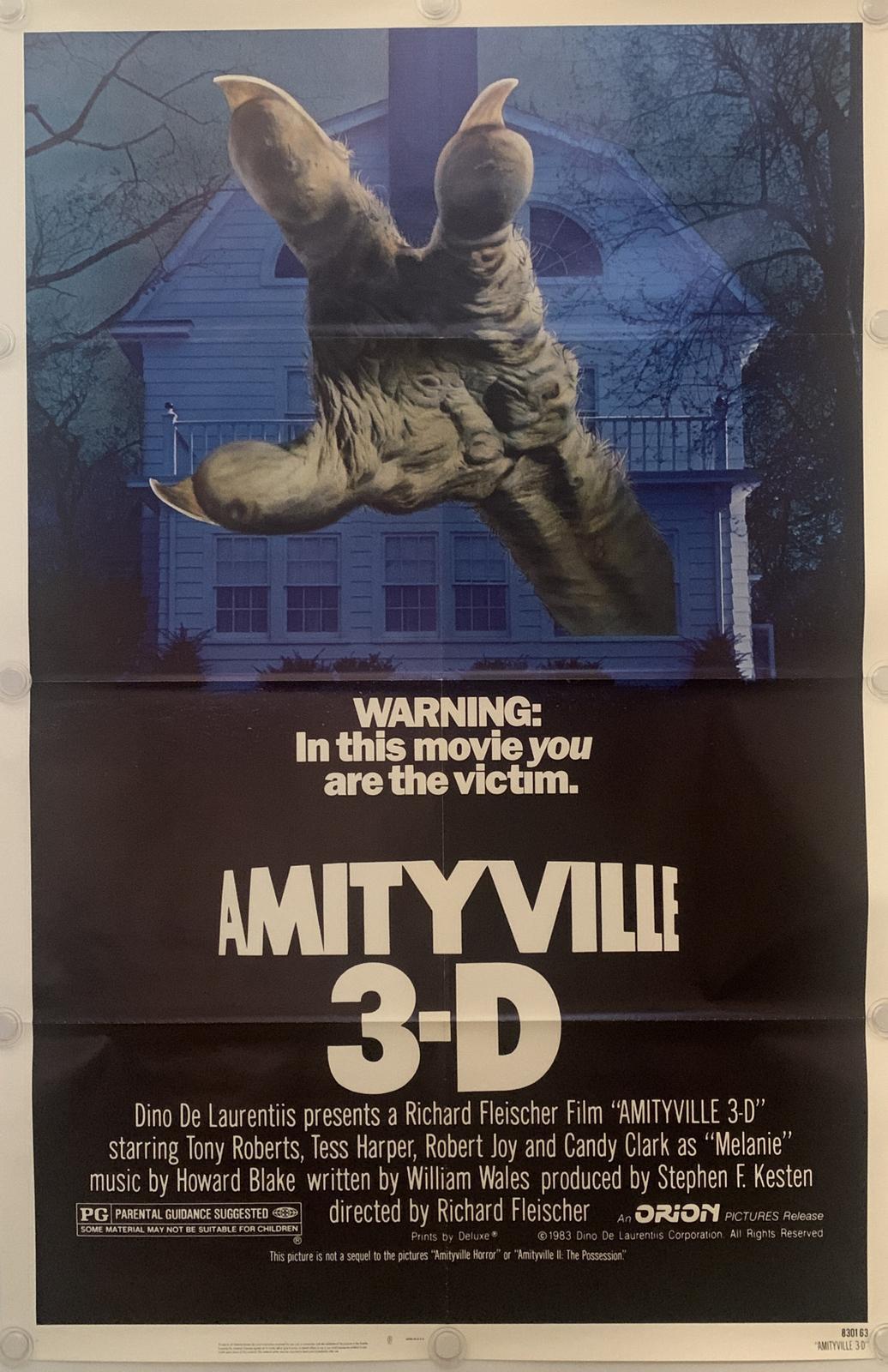 AMITYVILLE 3-D Original One Sheet Movie Poster - 1983