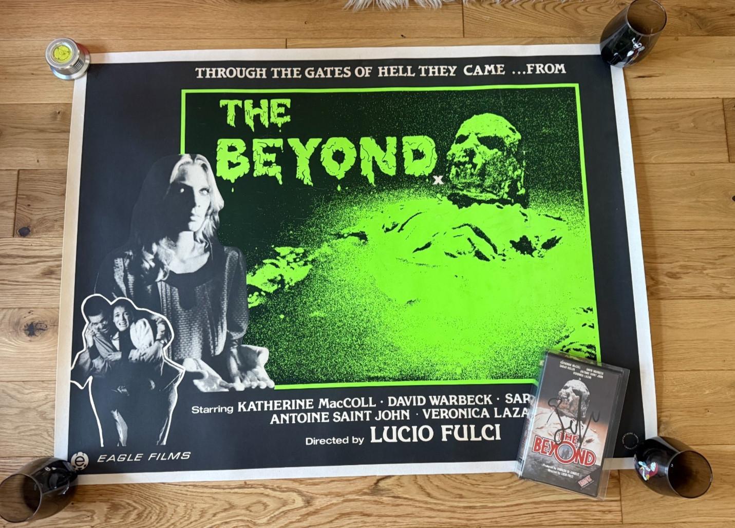 The Beyond Original UK Quad Poster 1981 Linen Backed & Fulci Pre-Cert VHS SIGNED