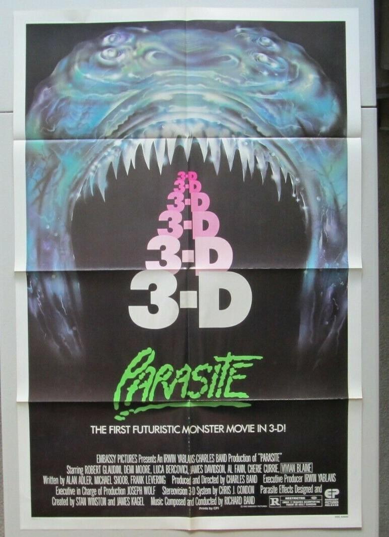 PARASITE ORIGINAL FOLDED 3D UNUSED 27X41 MOVIE POSTER HORROR 1982 DEMI MOORE 