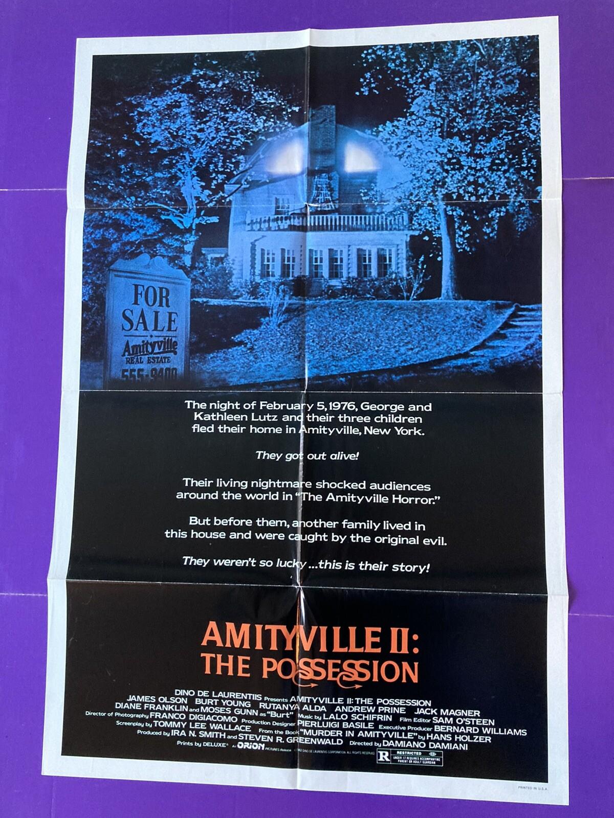 1982 AMITYVILLE II: THE POSSESSION ORIGINAL ONE SHEET MOVIE POSTER De LAURENTIS