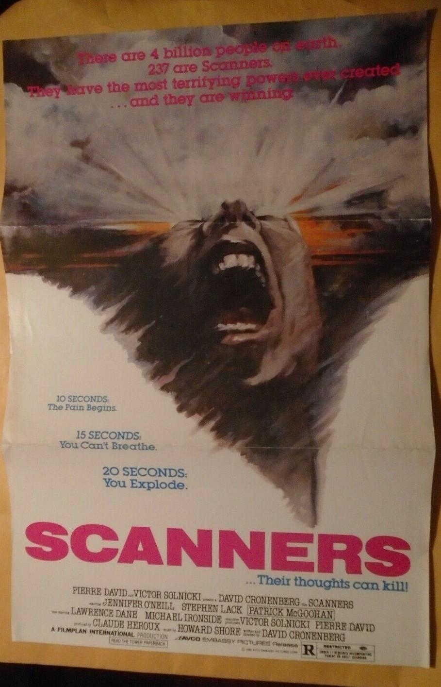 SCANNERS DAVID CRONENBERG PATRICK McGOOHAN ORIGINAL VINTAGE MOVIE POSTER RARE!