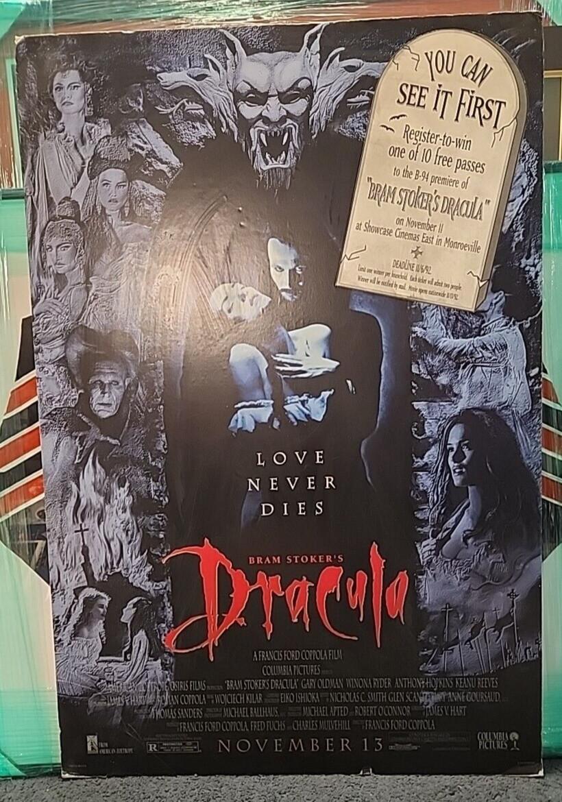 1992 Original Pittsburgh PA Bram Stoker's DRACULA Cardboard Display 27x40 RARE