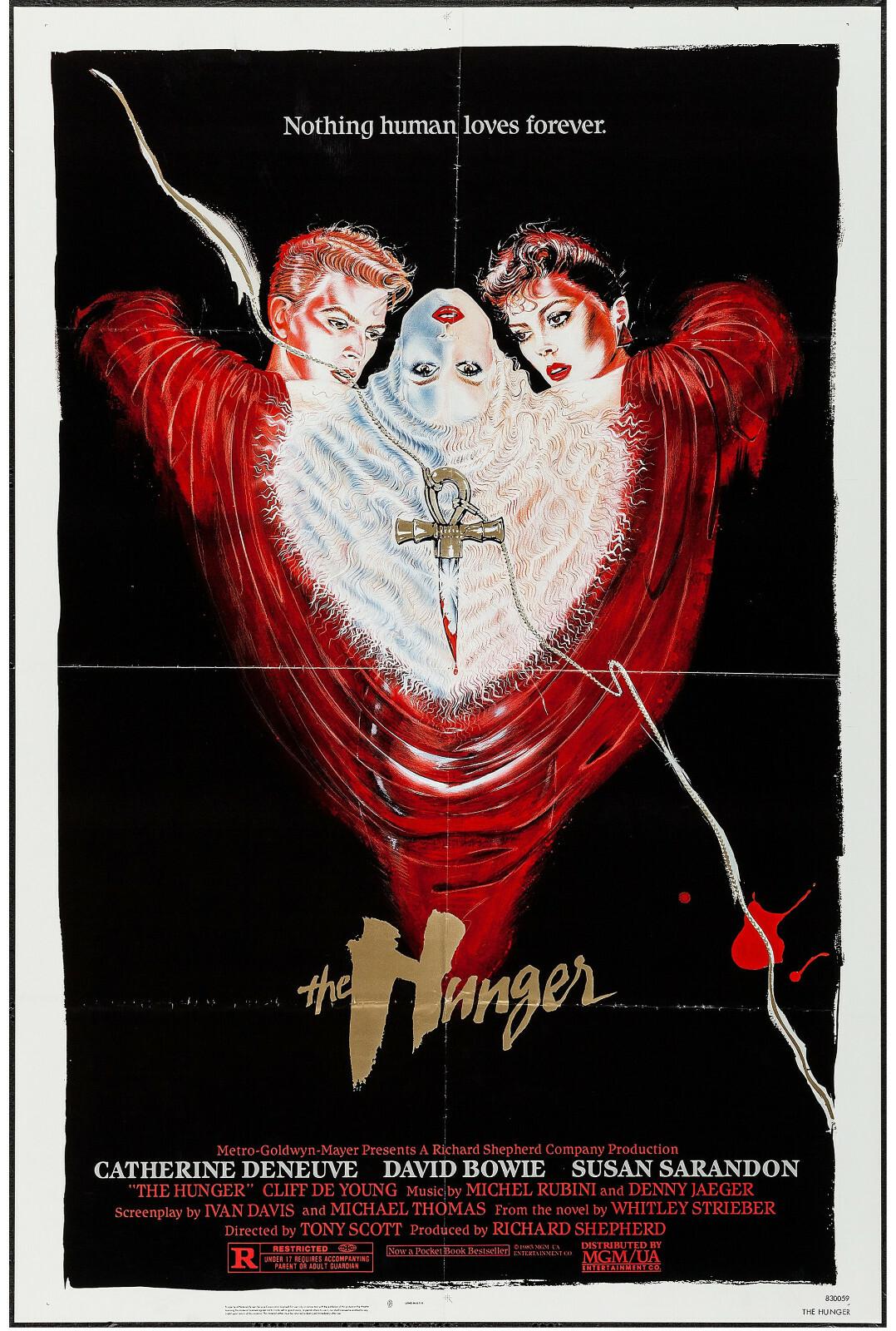 THE HUNGER orig 1983 27x41 one sheet movie poster DAVID BOWIE/CATHERINE DENEUVE