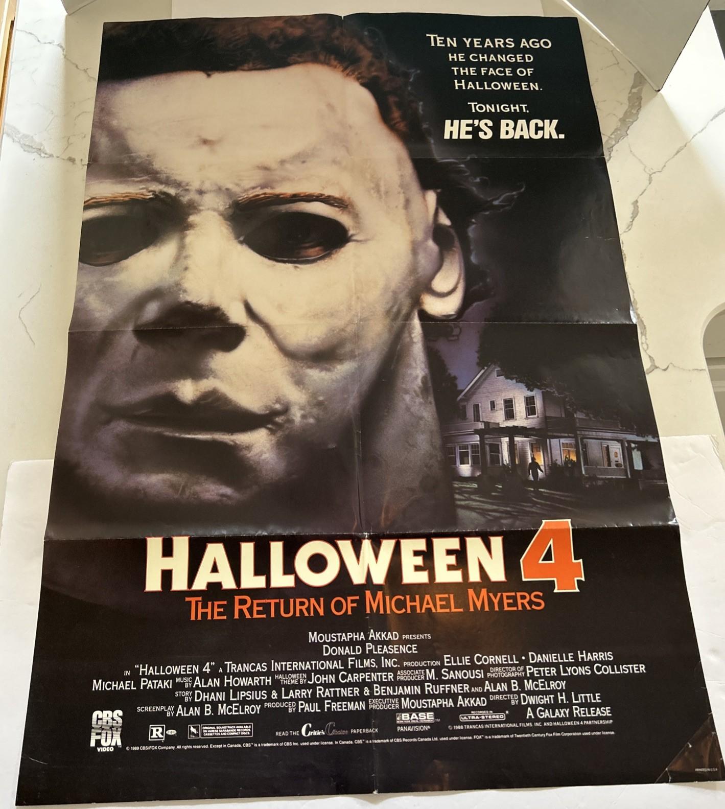 "Halloween 4: Return of Michael Myers" 1980s Original Video Movie Poster 38x25.5