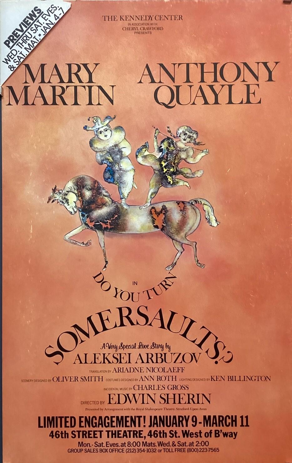 Do You Turn Somersaults? Vintage Original Window Card Poster #1 1978 Mary Martin