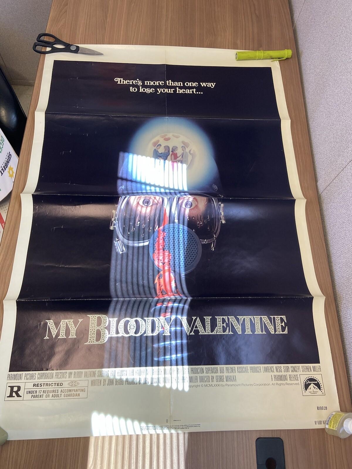 my bloody valentine poster  1981 original 1 sheet plus bonus poster