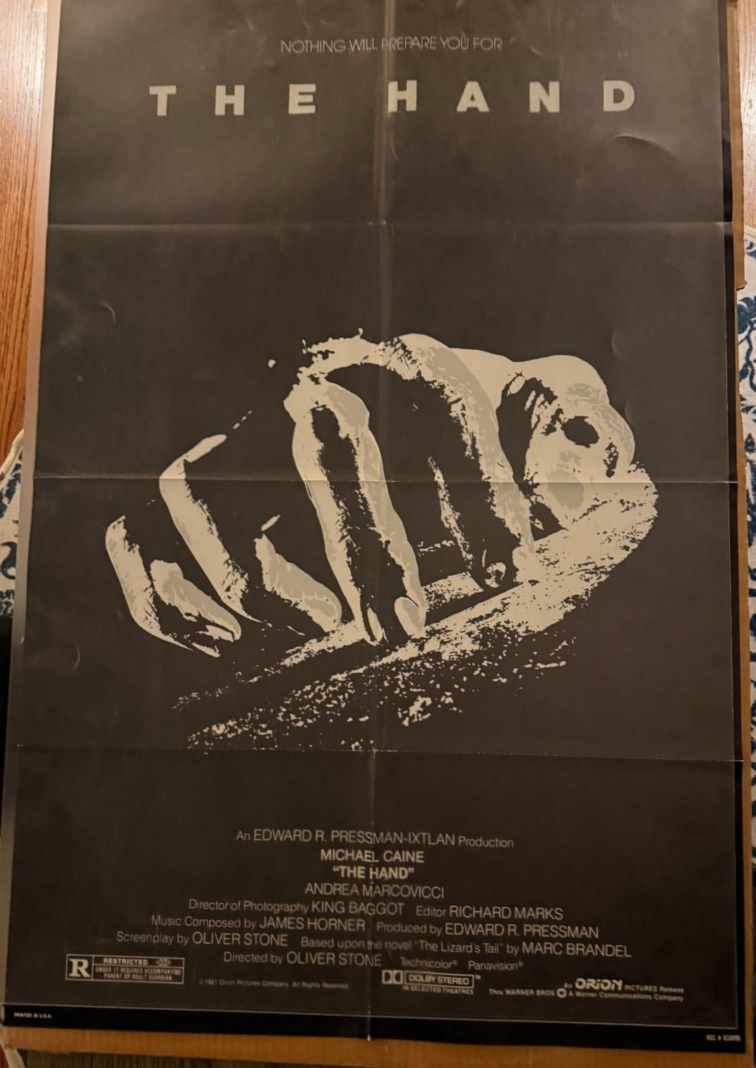 THE HAND 1981 Original Studio MOVIE POSTER 27x41 HORROR MICHAEL CAINE