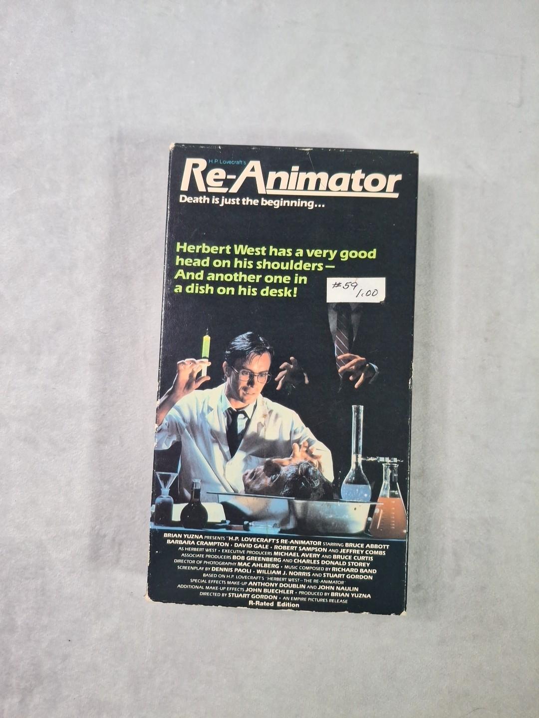 Re-Animator - VHS  - Vestron Video - HORROR - R-Rated Version (Rare)
