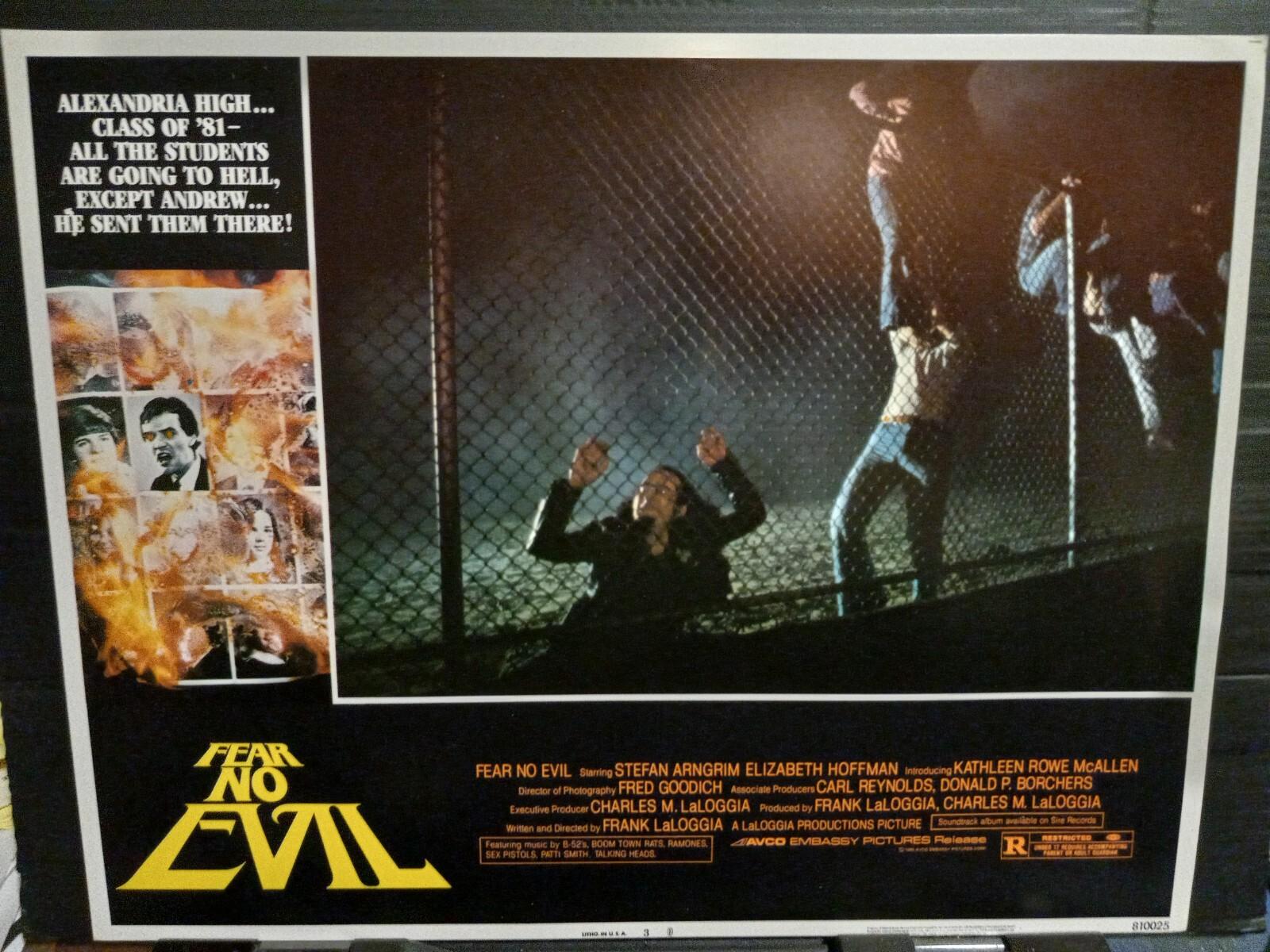 Lobby Card 1981 FEAR NO EVIL zombies crawl over fence Lucifer's bidding horror