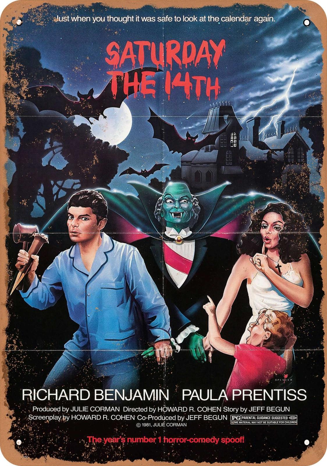 METAL SIGN - Saturday the 14th (1981) - Vintage Look