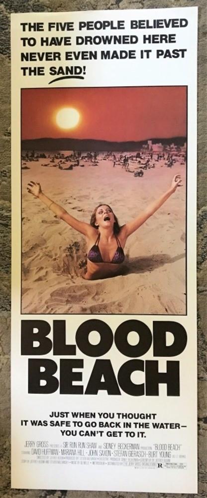 BLOOD BEACH 14X36 ORIGINAL UNUSED ROLLED MOVIE POSTER INSERT 1980 JOHN SAXON