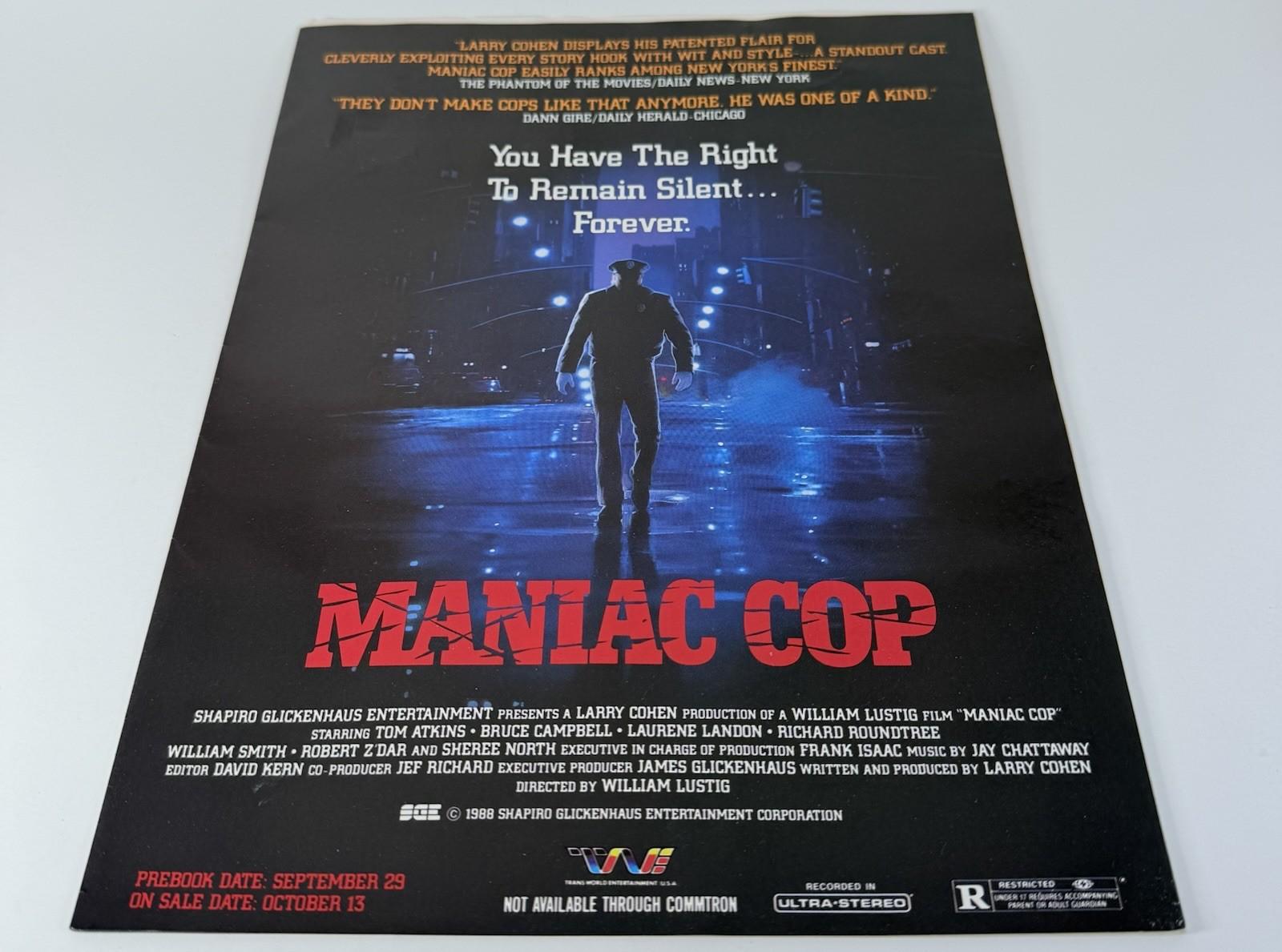 Maniac Cop 1988 TWE Video Store Promo Brochure w/ Original Newsletter Inserts
