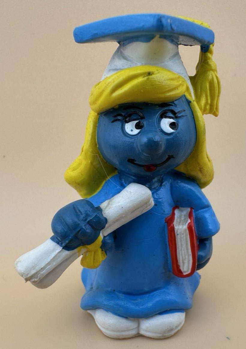 Smurfs Graduation Smurfette Vintage PVC Figure 1981 Peyo Schleich #20151