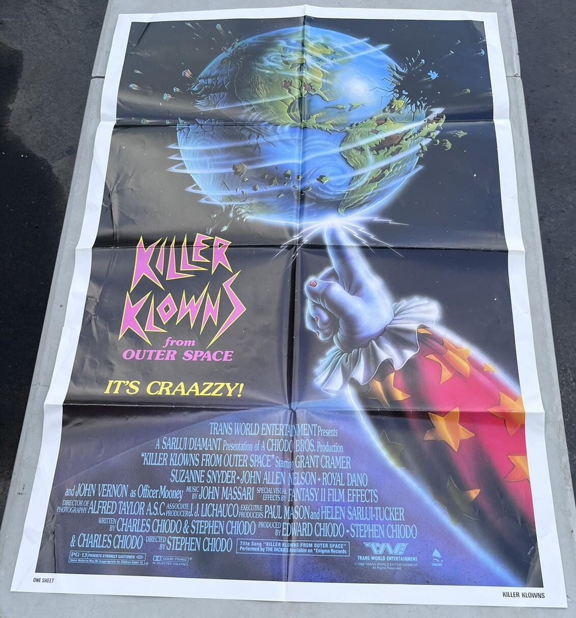1988 Killer Klowns From Outer Space Original One Sheet Movie Poster Trans World